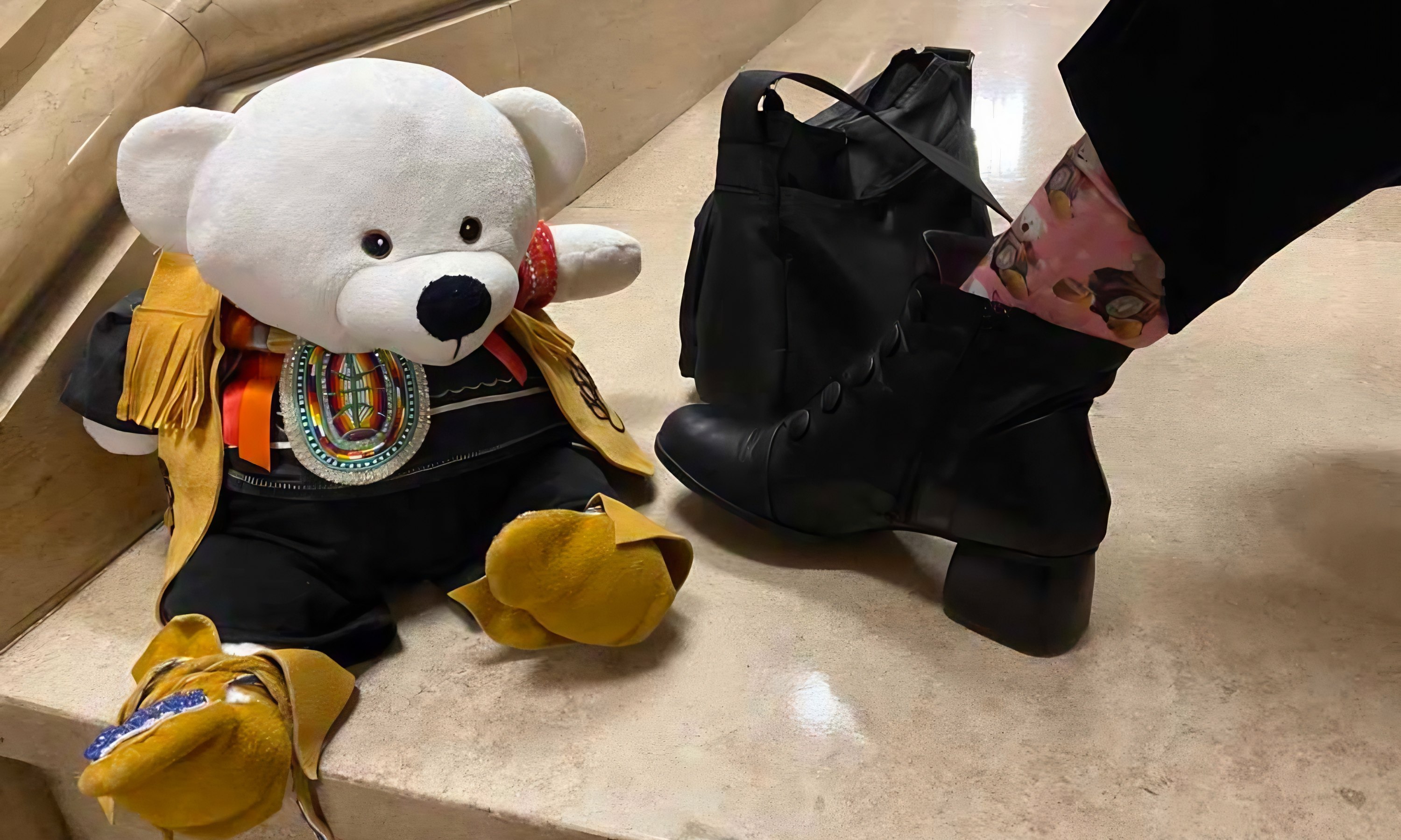 Naiomi Metallic drew inspiration from Spirit Bear, the guiding talisman of the First Nations Child & Family Caring Society, as she presented her case to the Supreme Court of Canada. (Photo: Supplied)